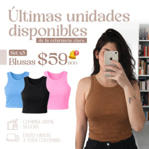 Blusa Clara set x 3 blusas para dama en tela rib